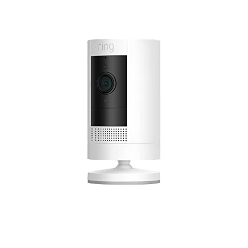 【Amazonデバイス】Ring Stick Up Cam Battery (リング スティックアップカム バッテリーモデル) | 外出先からも見守り可能、屋内・屋外で使える充電式セキュリティカメラ、デバイス盗難補償付き - ホワイト