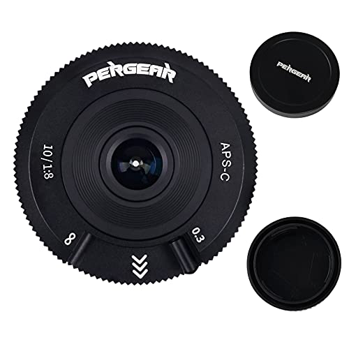 Pergear 10mm F8 レンズ 超薄型パンケーキレンズ 小型 マニュアルフォーカス広角レンズ APS-C M4/3マウント オリンパス/パナソニックミラーレスカメラ対応