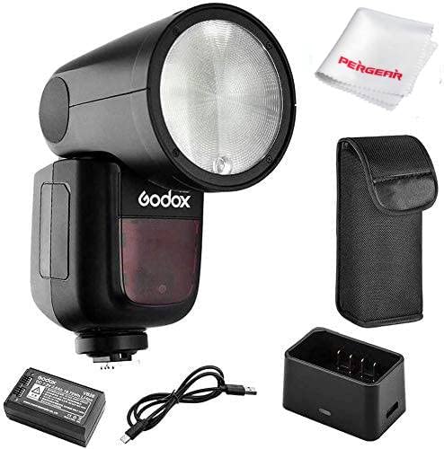 【Godox正規代理＆技適マーク】Godox V1-C フラッシュストロボ 76Ws 2.4G TTLラウンドヘッドフラッシュスピードライト 1/8000 HSS 480フルパワーショット10レベルLEDモデリングランプ Canonカメラ対応 [並行輸入品]