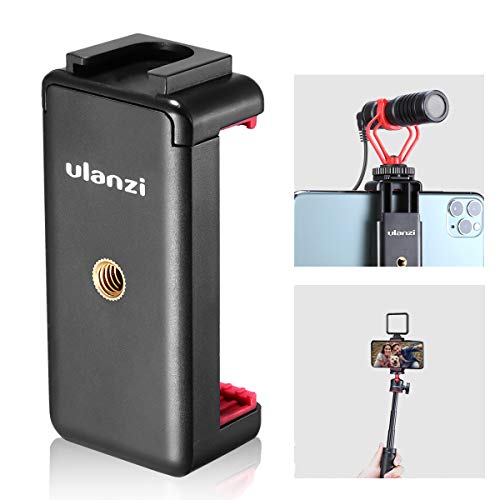 Ulanzi 三脚マウント スマートフォン用ホルダー アクセサリーシュー 外付けマイク可能 iPhone/Android/Xperia/Galaxy/SONY/LG など4.0ー6.5 インチの機種に対応