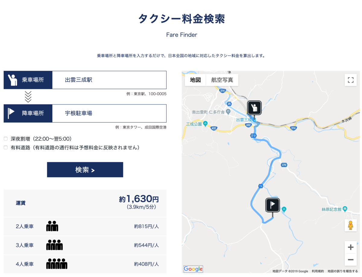 タクシー料金